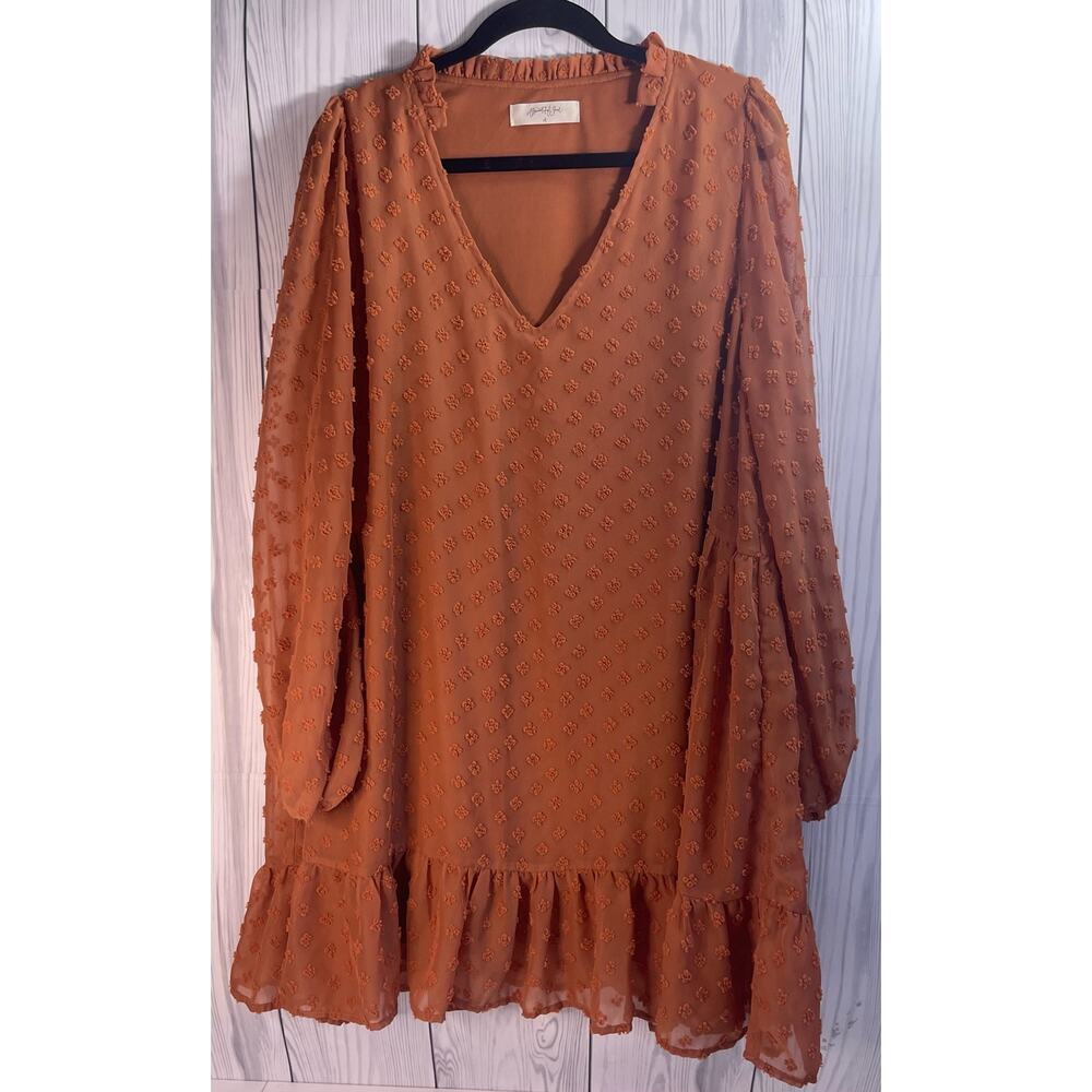 ALTAR'D STATE A Beautiful Soul Orange Dress Swiss Dots Women's Size A 1X